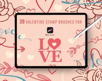 39 Valentinstag Stempelpinsel und Farbpalette für Procreate