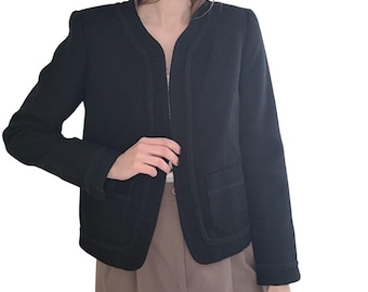 Vintage Black Tweed Worthington Blazer Women's Tailored Jacket size 6/medium
