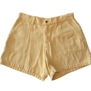Women&#39;s Yellow Vintage Summer Country Seat Cotton Short with Pockets