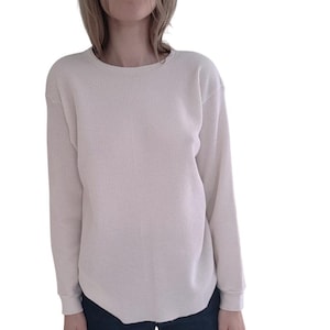Unisex VTG Thermal Waffle Knit Base Layer Crewneck Shirt women&#39;s LG/men&#39;s MED