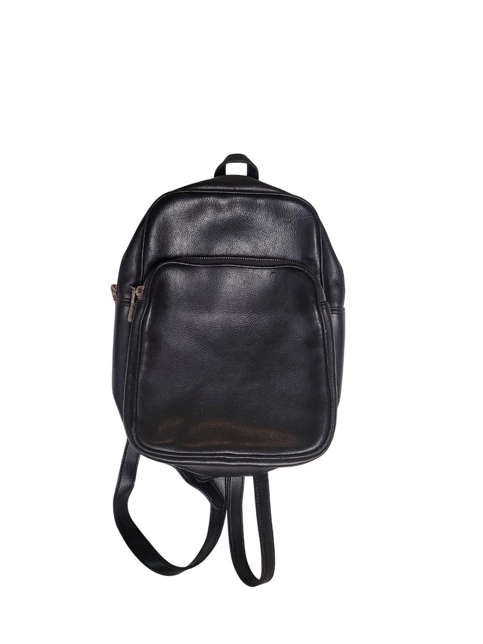 ? Vintage Esprit‎ Accessories Black Leather Mini Backpack ? Super Cute! 1990s Polished Leather Esprit Backpack Top Snap  main image 3