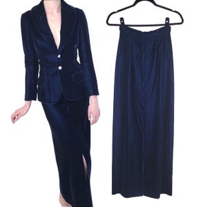 Vintage Blue Velvet Midi/Maxi Length Skirt women&#39;s XS