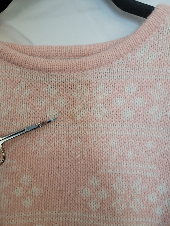 80s Pink Fair Isle Print Crewneck Knit Sweater wo… - image 7