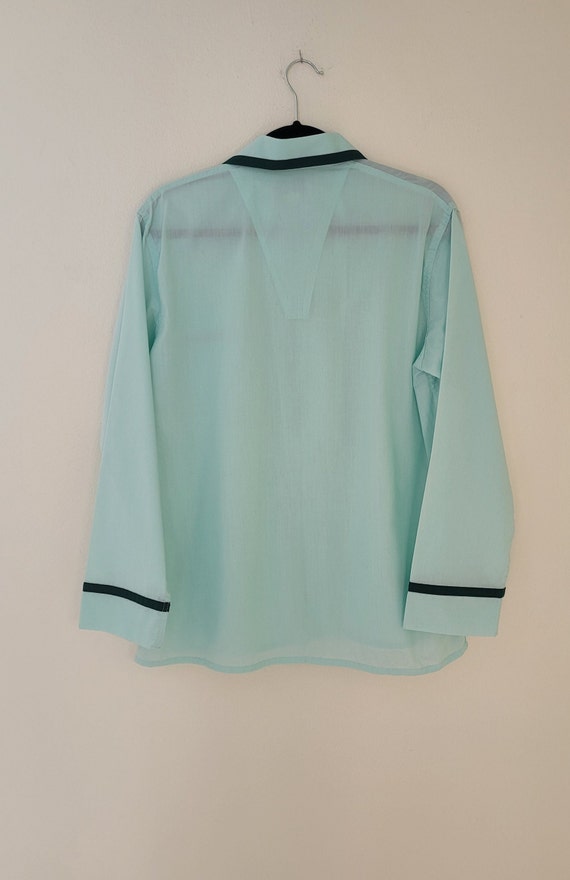 70s Vtg Long Sleeve Aqua Blue Button-Up WICKFORD … - image 7