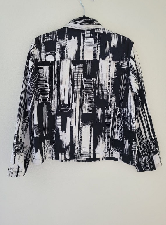 80s Abstract Black & White Print KEREN HART Butto… - image 4