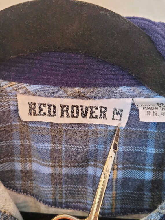 90s Vintage Grunge Blue Plaid Cotton RED ROVER Sh… - image 7