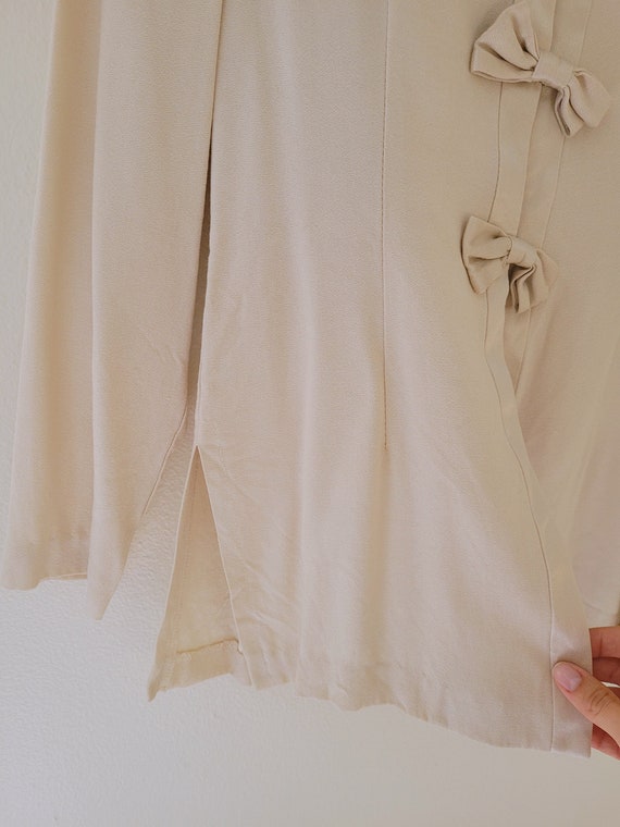 80s Ivory Elegant Long Sleeve Blouse/Jacket Bow A… - image 6