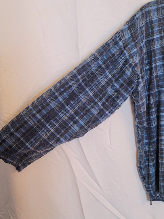 90s Vintage Grunge Blue Plaid Cotton RED ROVER Sh… - image 8