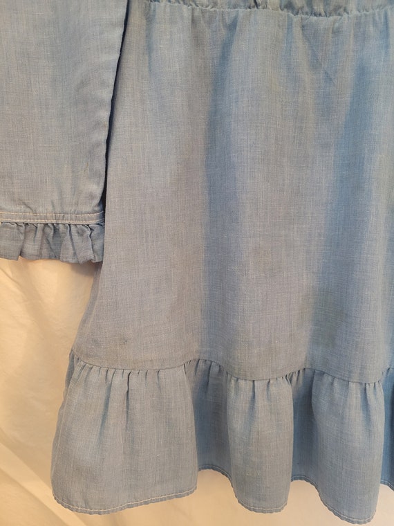 Child's Vintage Blue Long-sleeved Ruffled A-Line … - image 7
