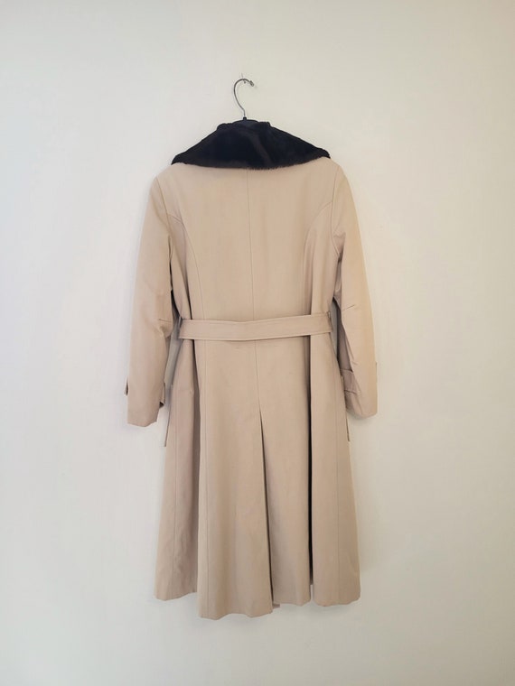 Vintage Beige Trench Coat Quilted Lining Heavy Wi… - image 2