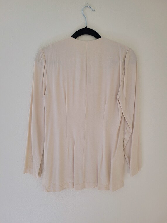 80s Ivory Elegant Long Sleeve Blouse/Jacket Bow A… - image 2