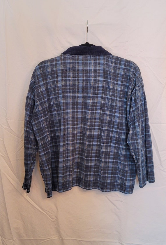 90s Vintage Grunge Blue Plaid Cotton RED ROVER Sh… - image 5