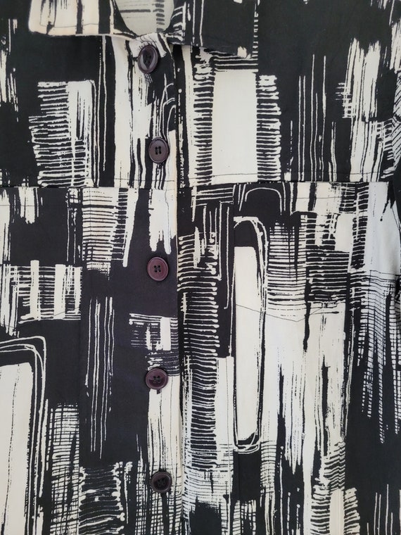 80s Abstract Black & White Print KEREN HART Butto… - image 8