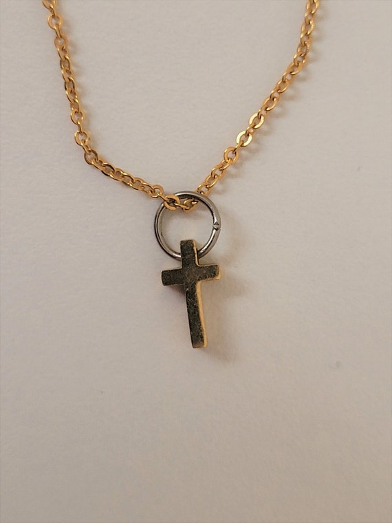 Tiny Gold Minimalist Vintage Cross Pendant Necklac