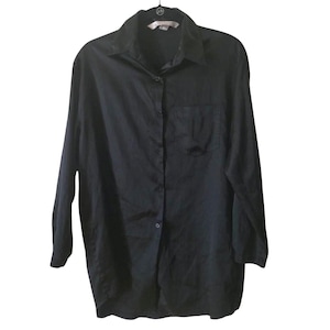 Vintage 1999 Victoria’s Secret Women&#39;s Black Satin pajama shirt oversize size small