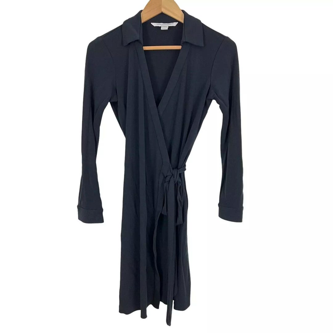 VTG DVF Diane Von Furstenberg Classic Jeanne Two Jersey Wrap Dress Size 4 Black Etsy Australia