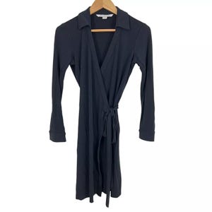 VTG DVF Diane Von Furstenberg Classic Jeanne Two Jersey Wrap Dress size 4 black