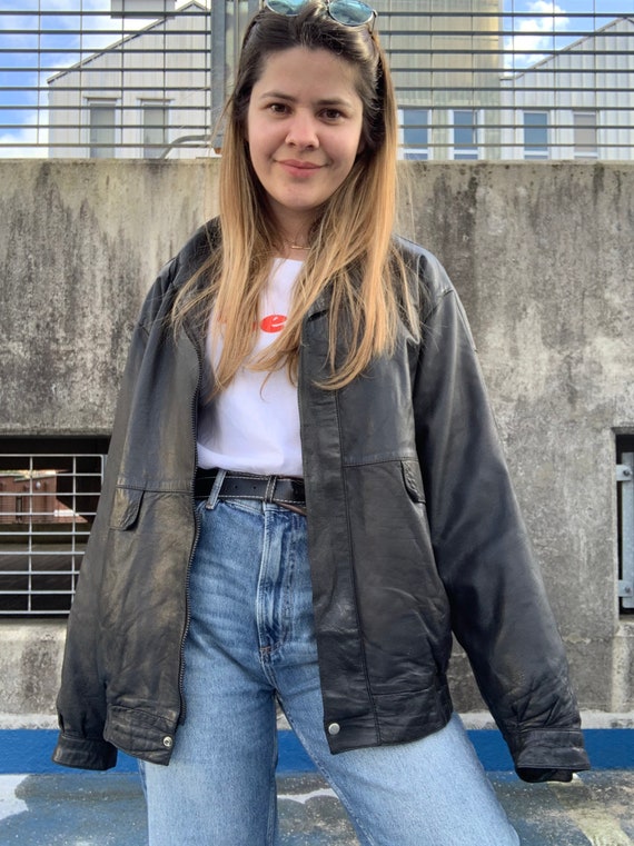 Vintage bomber leather jacket
