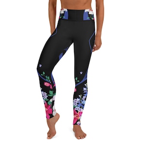 Yoga leggings active wear colorful print flower lover graphic design cute design Yoga leggings Dance fitness sportswear lily beauty