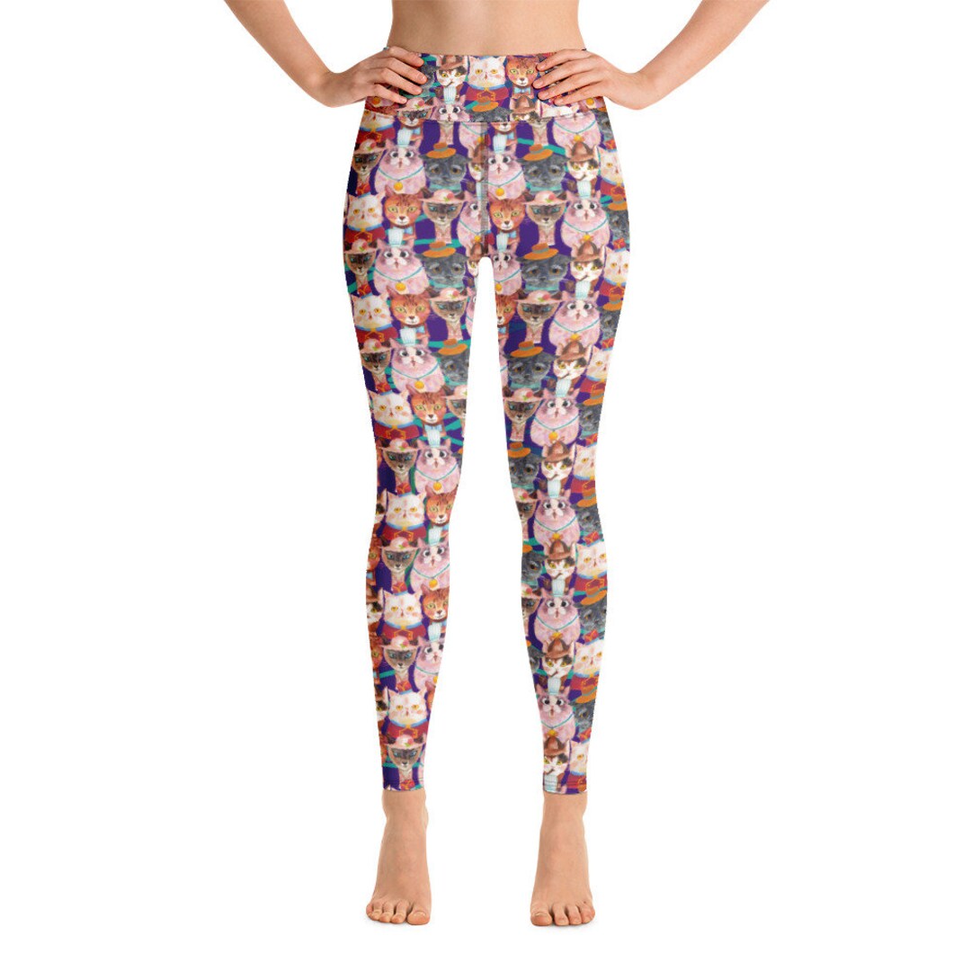 Yoga Leggings Cat Lover Design Leggings for Her Birthday Present Cute
