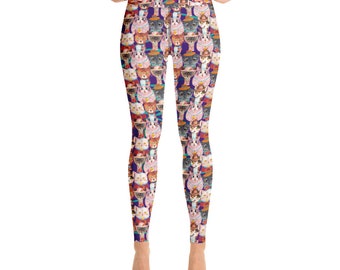 Yoga leggings Cat lover design Leggings for her birthday Present cute cat graphics Leggings Fitness gym workout Dance Jogging