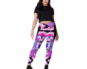 Yoga leggings active wear colorful print Pink  lover graphic design cute design Yoga leggings Dance fitness sportswear Active wear jogging