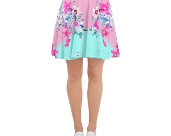 Day Flowers (Skater Skirt)flower print pattern skirt for birthday gift girl skirt fashion