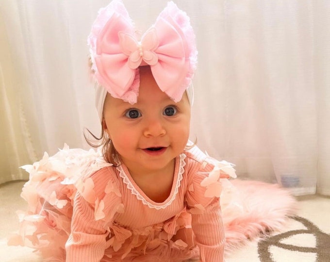 Silky Ribbon Baby Bow Headband: 'Aurora' Summer Collection