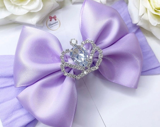 Lilac Baby Bow Headband: Crown Jewel Nylon Hair Accessory