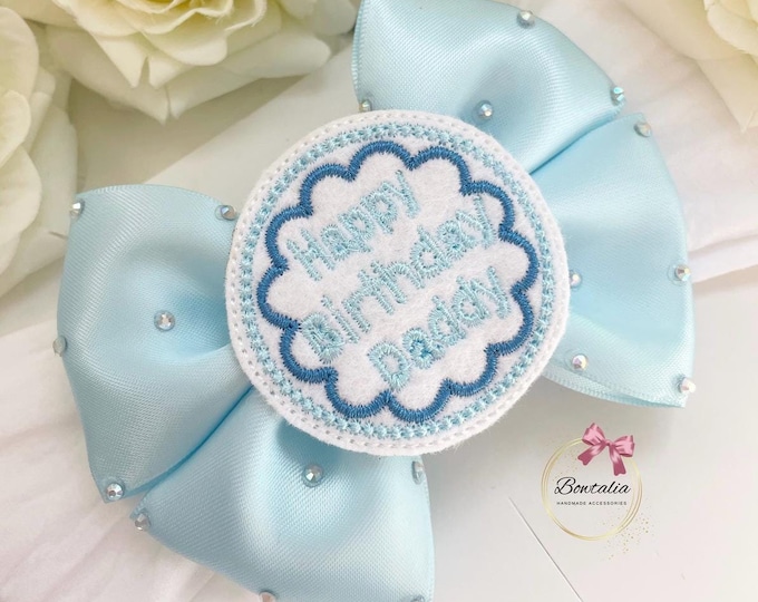 Baby Girl 'Happy Birthday Daddy' Diamanté Bow Headband