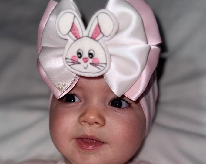 Easter Bunny Bow: Baby Headband or Clip