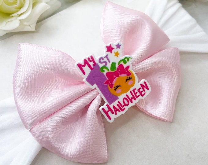 My First Halloween Bow: Pink Baby Headband