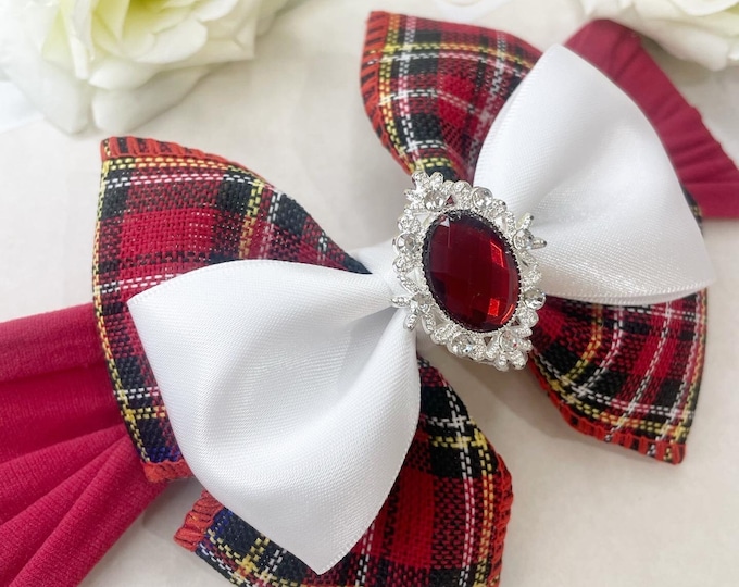 Christmas Tartan Bow Headband | Baby Holiday Hair Accessory