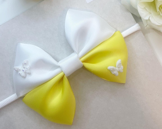 Pink Butterfly Bow Headband: Pearl Embellishment, Baby Girl