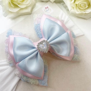 Baby Girl Headband: Silky Ribbon & Tulle Bow, Princess Style