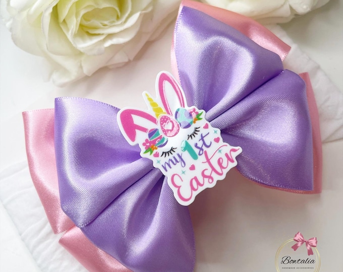 My First Easter Bow: Pink & Purple Bunny Headband