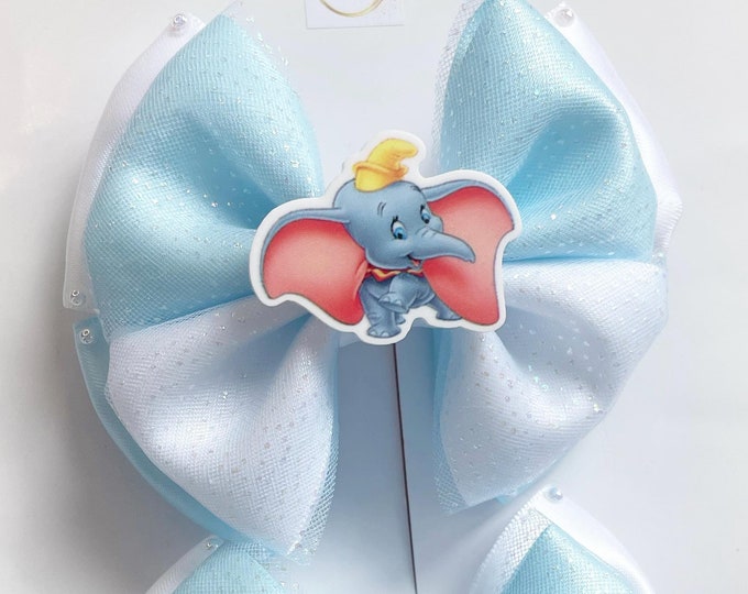 Dumbo Pigtail Hair Bow Clips: Split Colour Accessories (Set of 2)