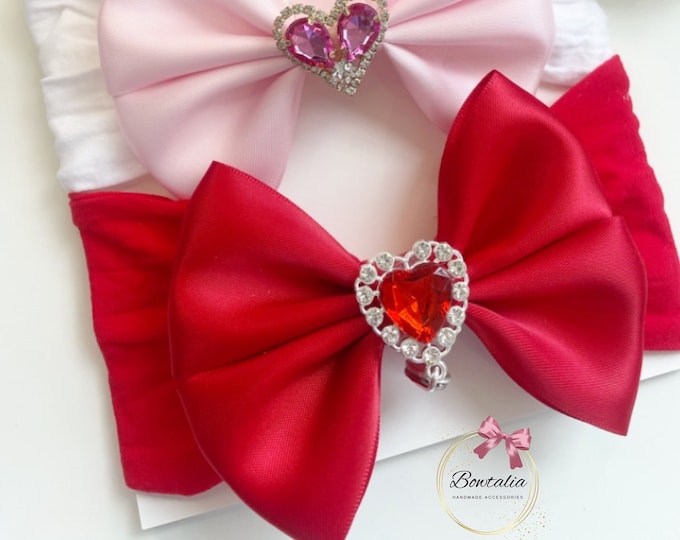 Baby Bow Headband Bundle: Red, Pink, White Nylon Bows