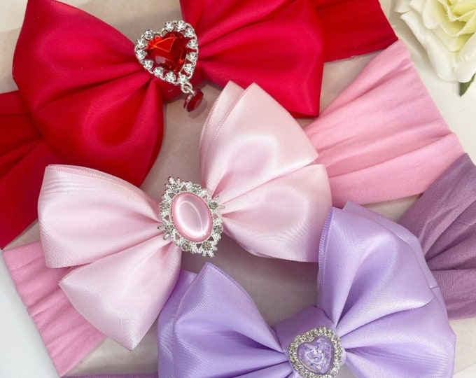 Baby Bow Headband | Jewel Embellished Nylon Headband