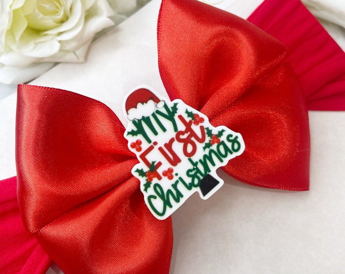 Baby's First Christmas Headband: Red Bow Hair Accessory