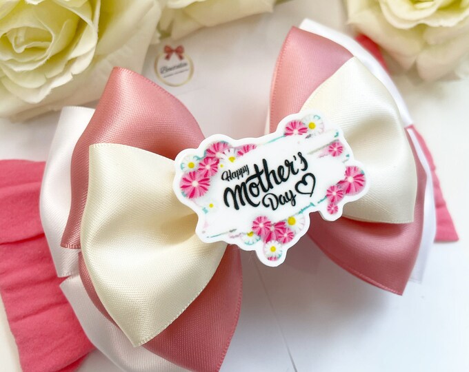 Mother's Day Bow: Pink Layered Hair Bow, Baby Headband or Clip