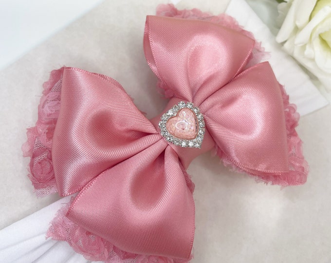 Dusty Pink 'Blooming Blossom' Baby Bow: Tulle & Ribbon Headband