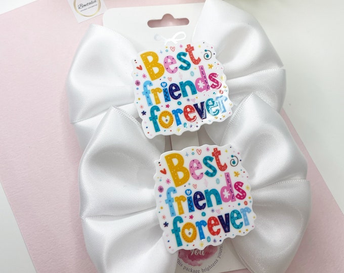 Girls hair clips | matching pigtail clips | girls hair bows | white bows | girls matching hair bow | best friends bows | pigtail bows | bows