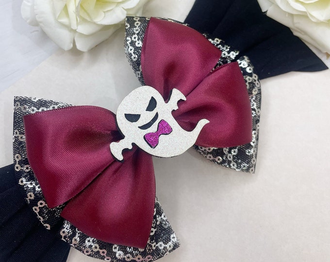 Halloween Ghost Baby Bow: Layered Hair Clip or Headband