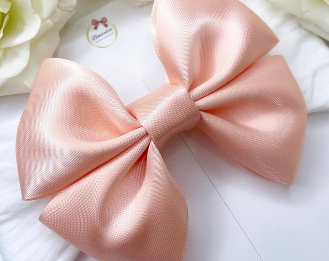 Satin Baby Bow Headband: Thick White Headband, Newborn to 3 Years