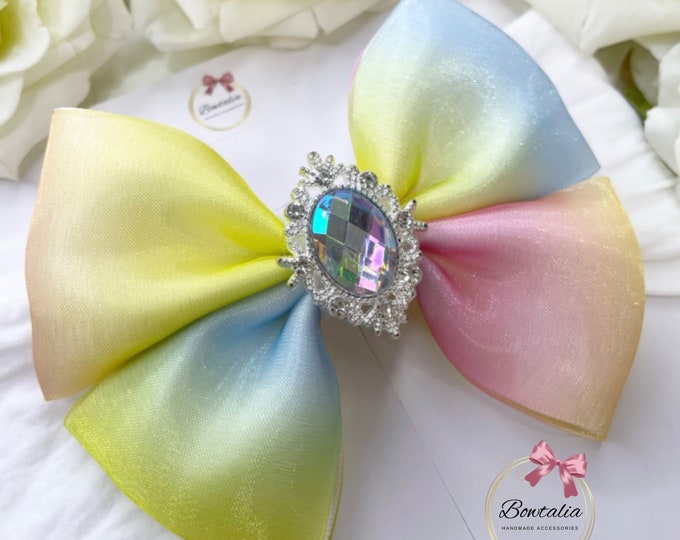 Rainbow Baby Bow Headband: Hologram Embellishment