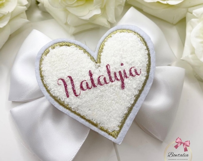 Personalized Pearl Initial Baby Headband or Clip: Newborn Bow