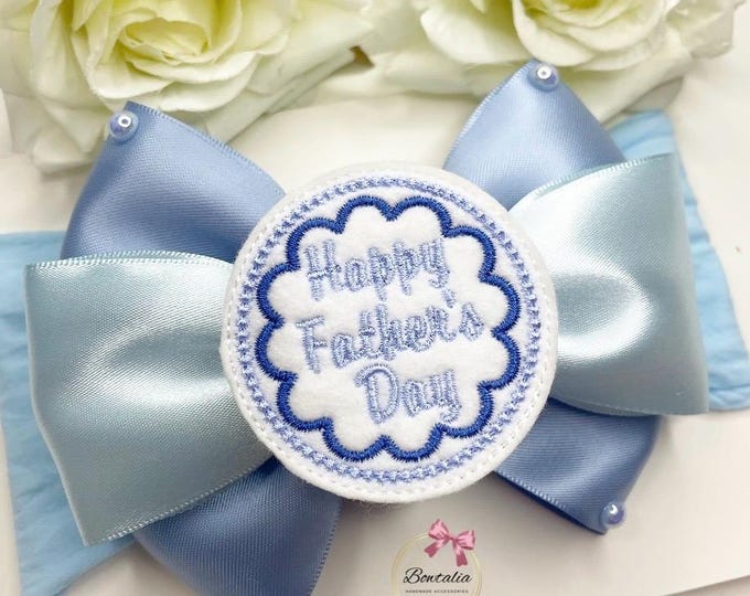 Father's Day Bow Headband: Baby Blue Hair Accessory