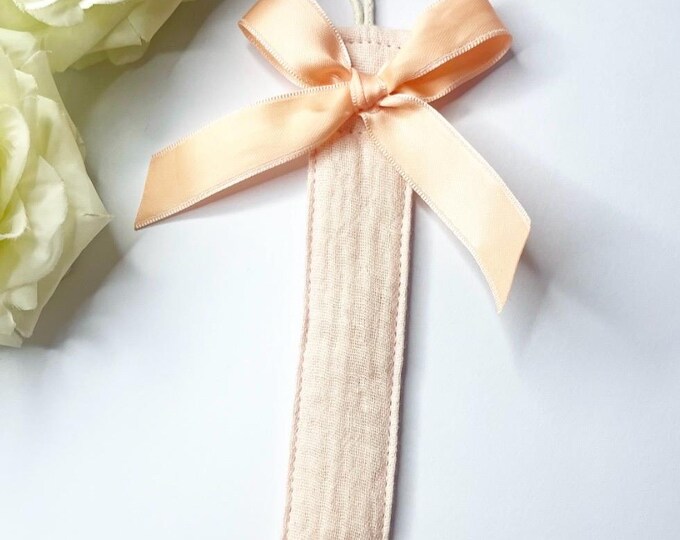 Peach Dummy Clip with Bow | Newborn Gift