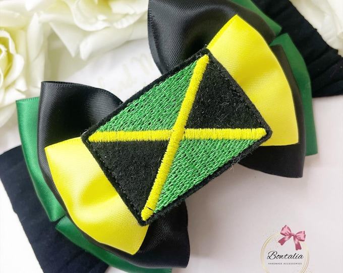 Jamaican Flag Baby Bow Headband: Party Celebration Hair Accessory
